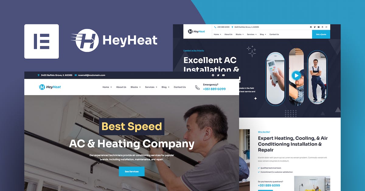 HeyHeat – Air Conditioning Services Elementor Template Kit