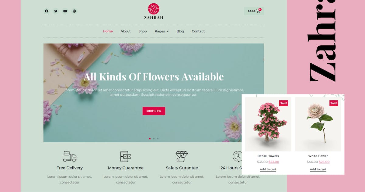 Zahrah – Flower Shop & Store WooCommerce Elementor Template Kit