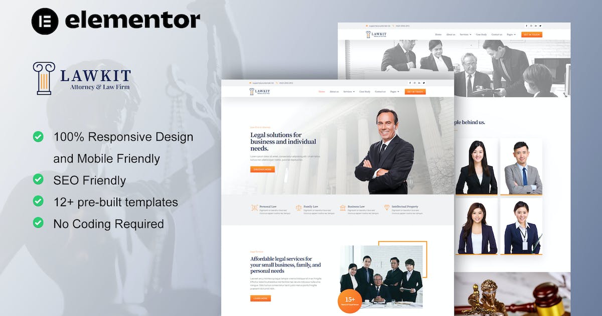 Lawkit – Attorney Law Firm Elementor Template Kit