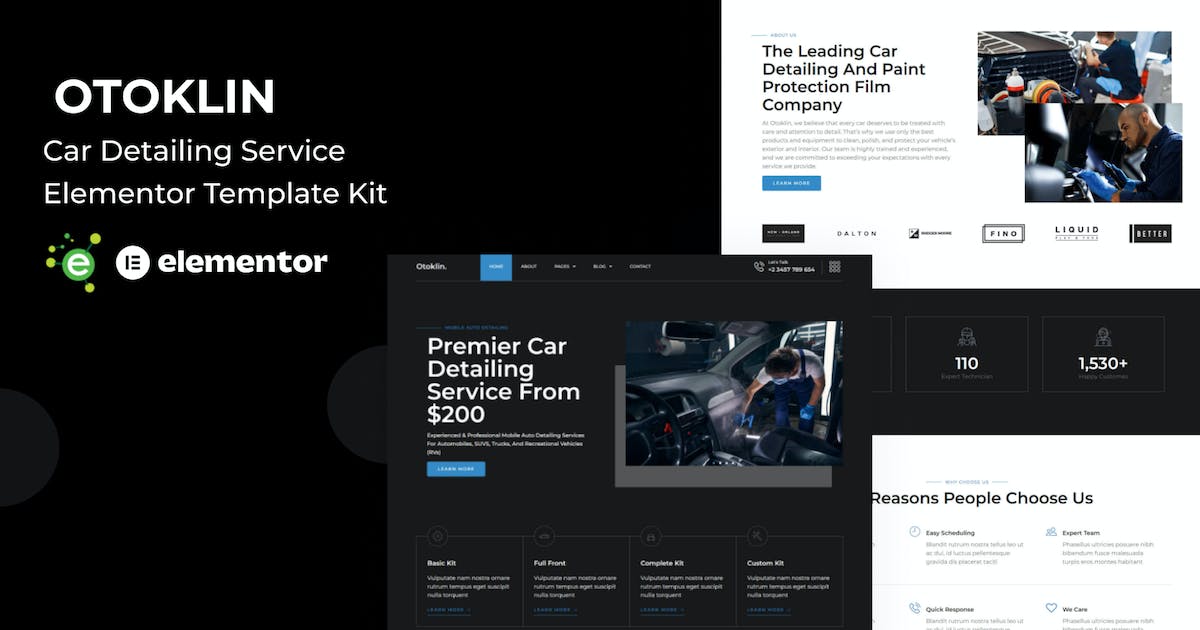 Otoklin – Car Detailing Service Elementor Template Kit