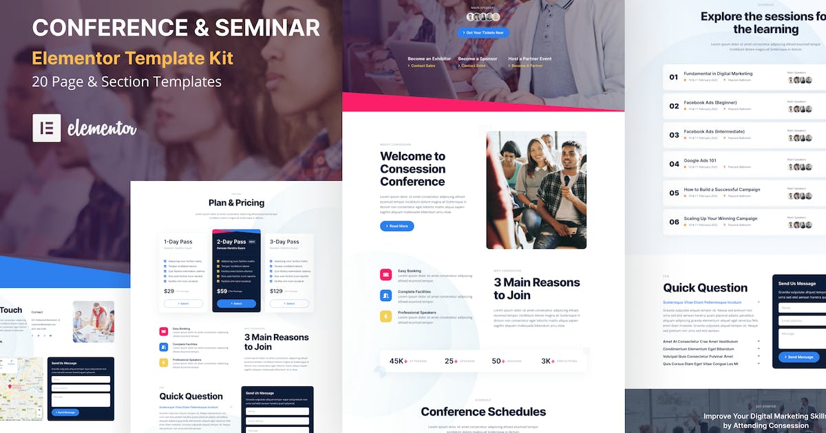 Consession – Conference & Seminar Elementor Template Kit