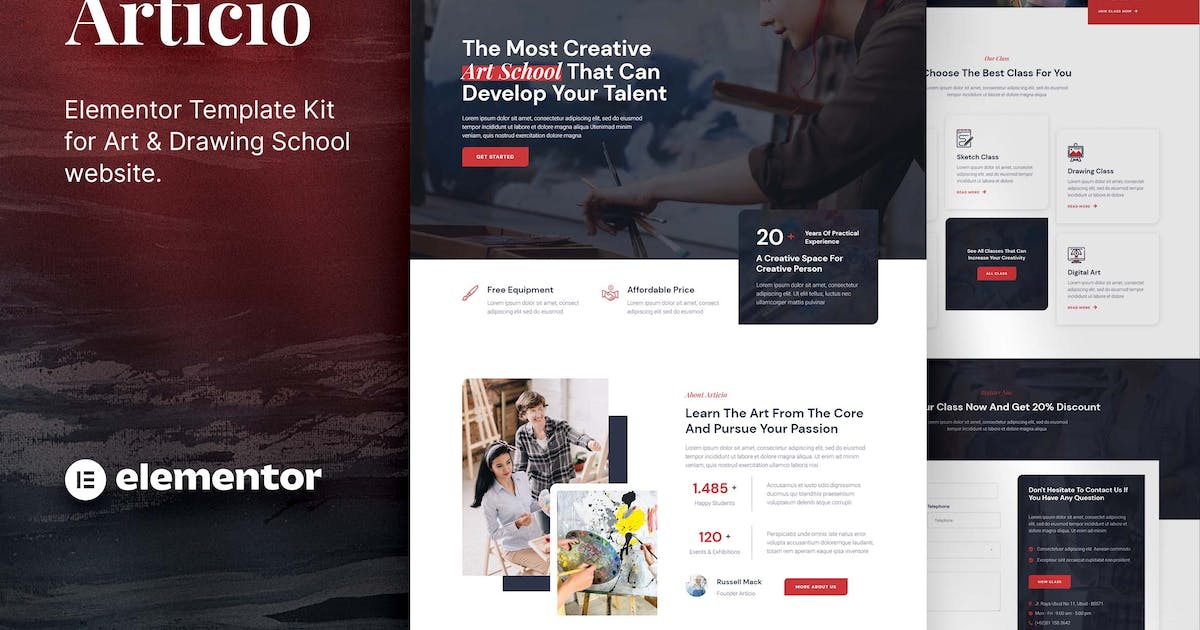 Articio - Art & Drawing School Elementor Template Kit