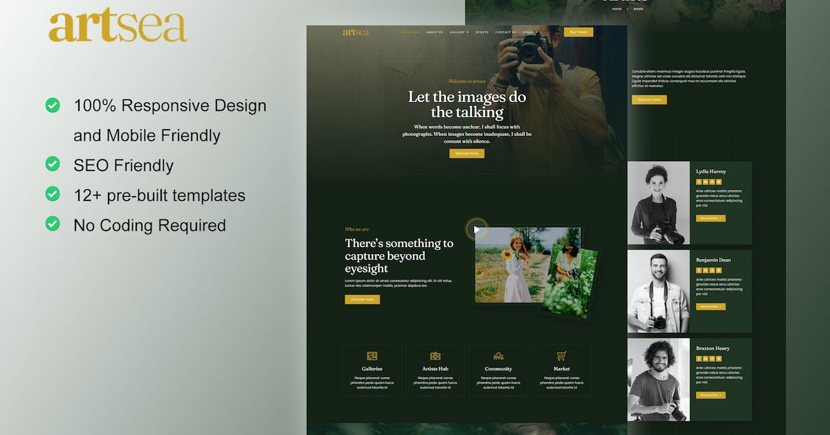 Artsea – Photography & Art Gallery Elementor Template Kit