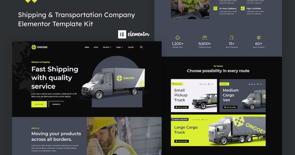 Ongoes – Shipping & Transportation Company Elementor Template Kit