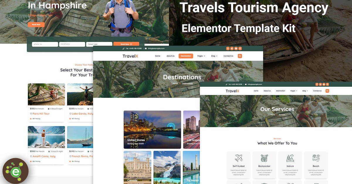 TravelX – Travels Tourism Agency Elementor Template Kit