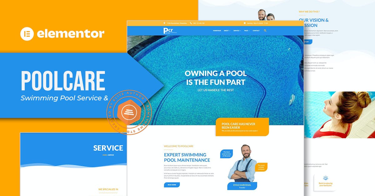 Poolcare – Swimming Pool Service & Maintenance Elementor Template Kit