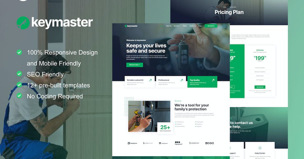 KeyMaster – Locksmith & Key Maker Service Elementor Template Kit