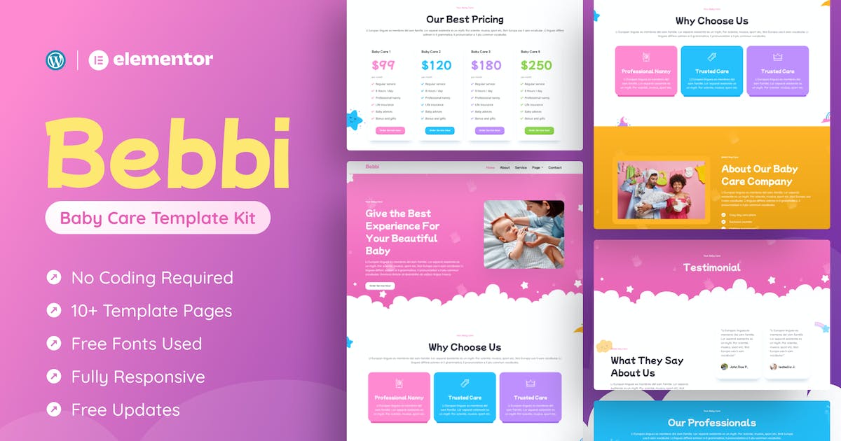 Bebbi – Creative Baby Care Elementor Pro Template Kit