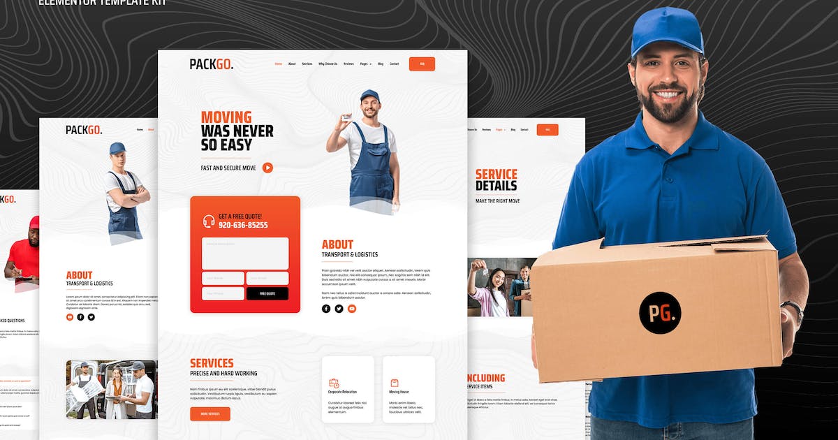 PackGo – Moving Transport Logistics Elementor Template Kit