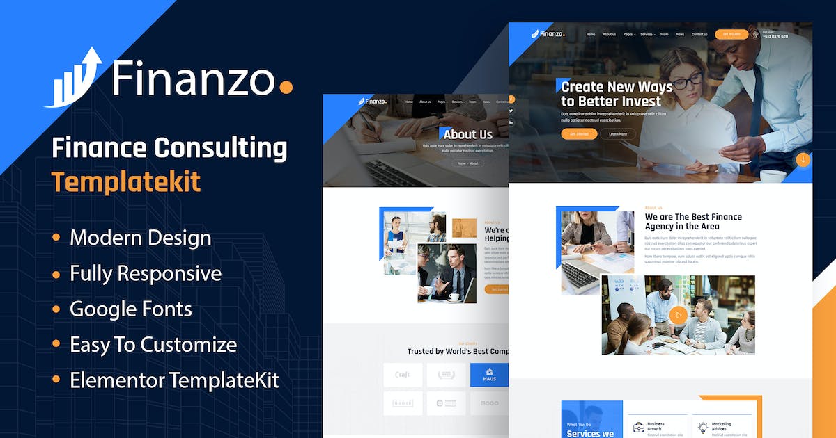 Finanzo | Finance Consulting Elementor Template Kit
