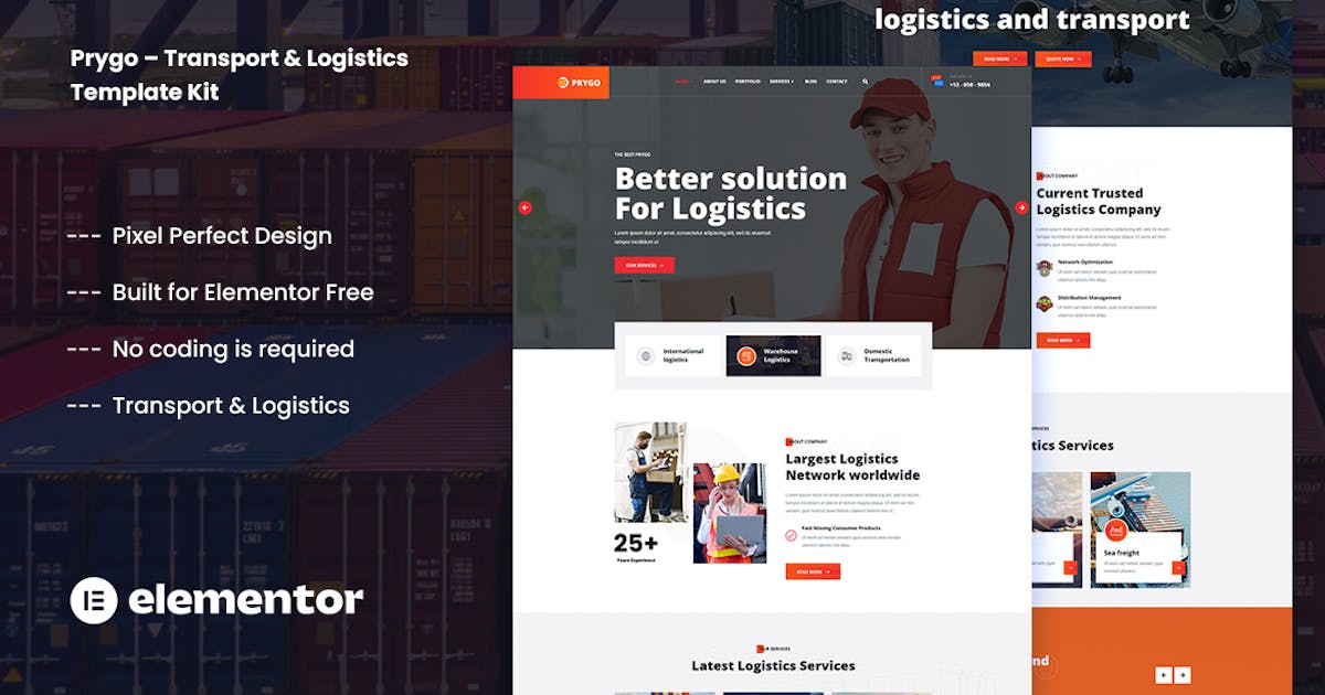 Prygo - Transport & Logistics Elementor Template Kit