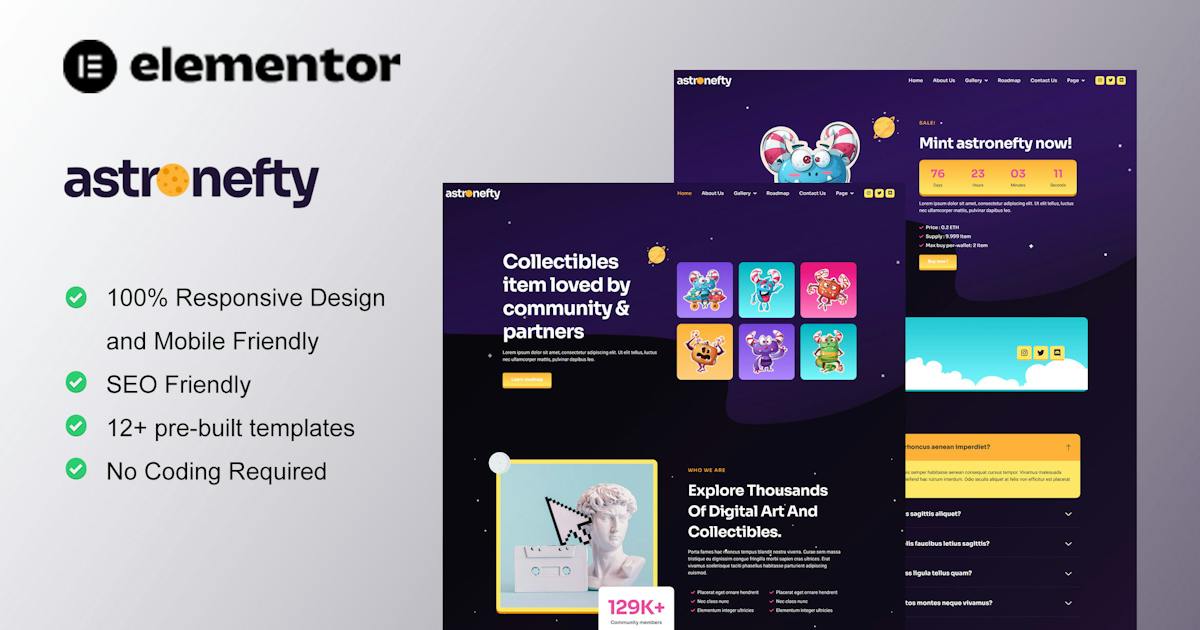 Astronefty – NFT Portfolio Elementor Template Kit
