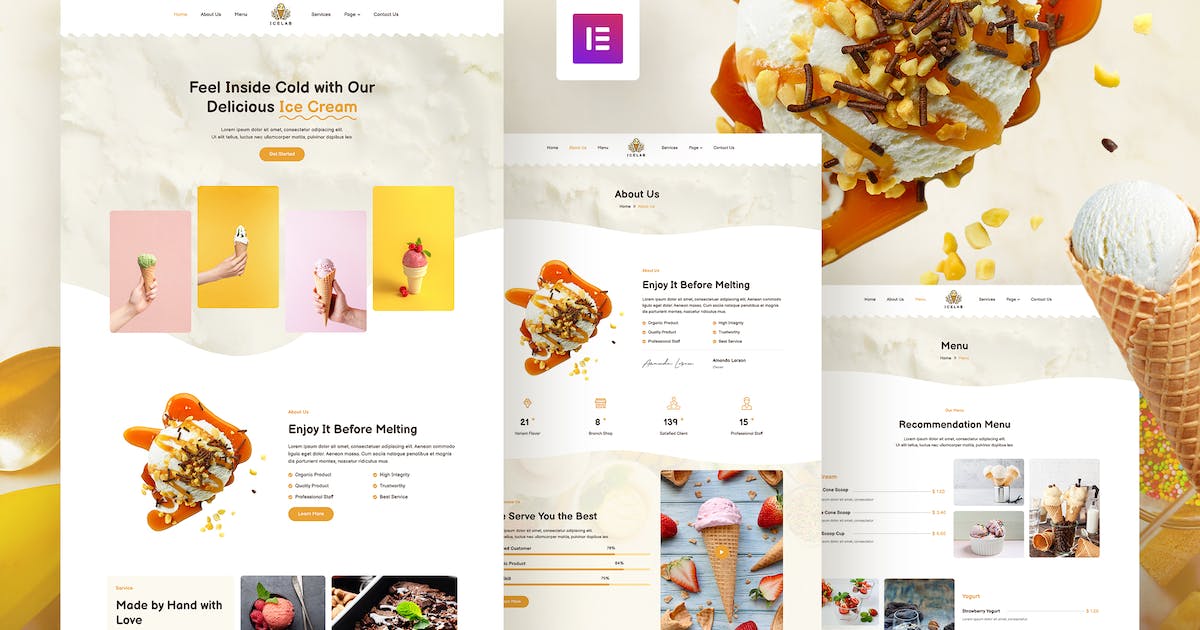 Icelab - Ice Cream & Frozen Yogurt Shop Elementor Template Kit