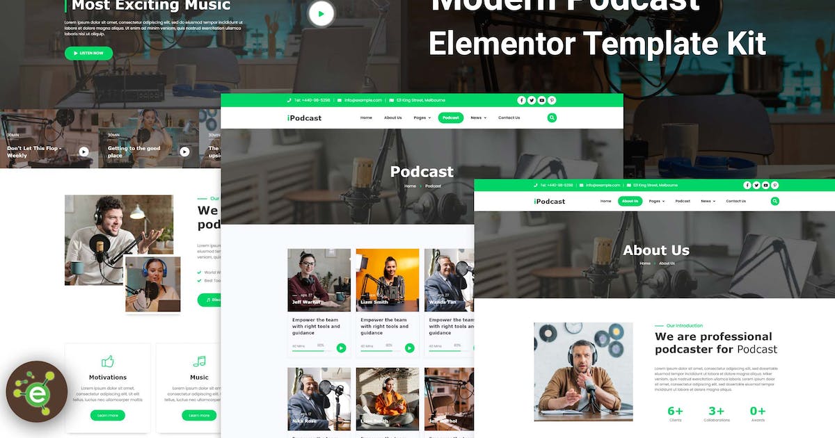 iPodcast – Modern Podcast Elementor Template Kit