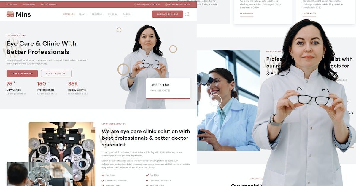 Mins – Eye Care Clinic Services Elementor Template Kit