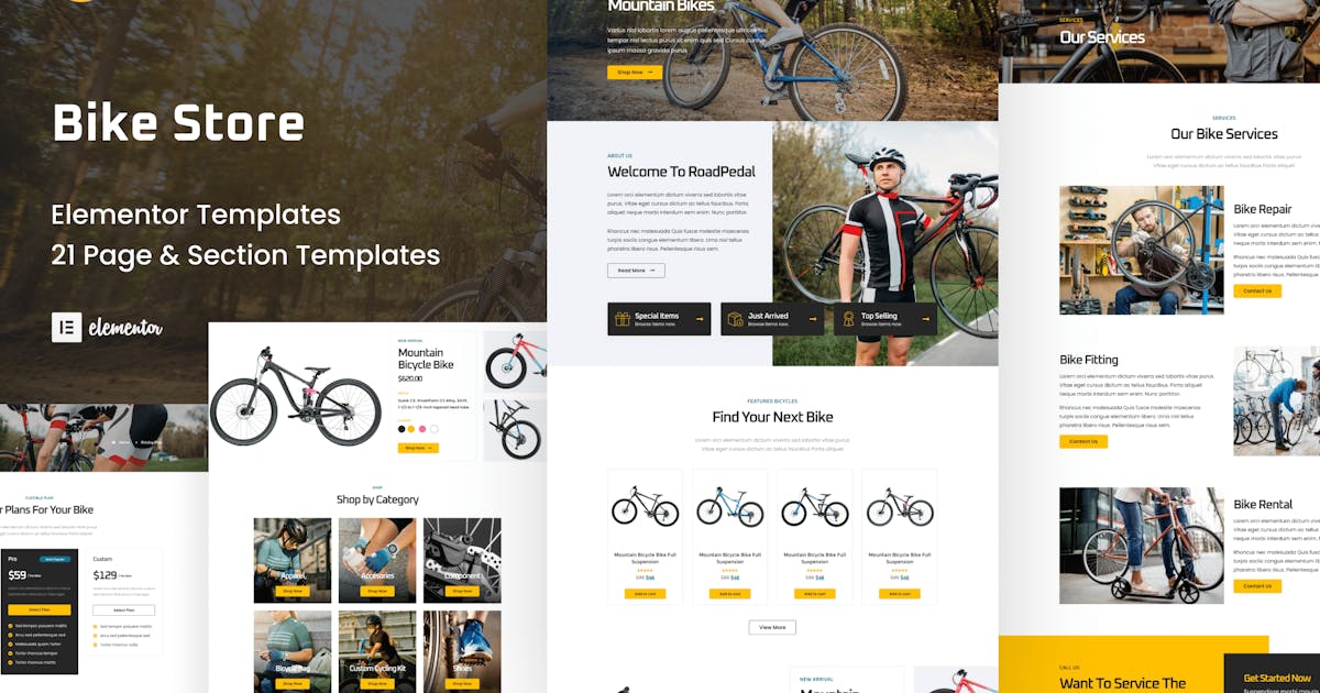RoadPedal – Bicycle Store Elementor Template Kit