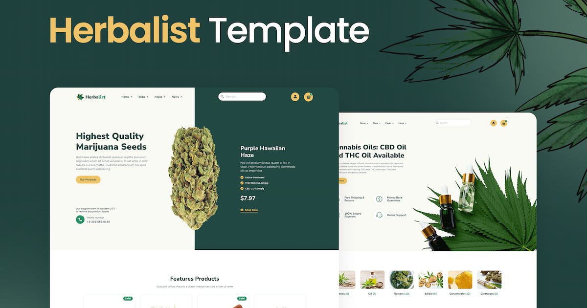 Herbalist - Medical Marijuana Store Elementor Template Kit