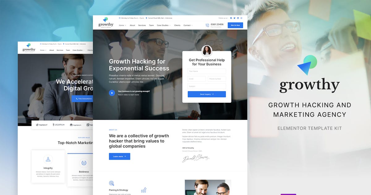 Growthy - Growth Hacking & Marketing Agency Elementor Template Kit