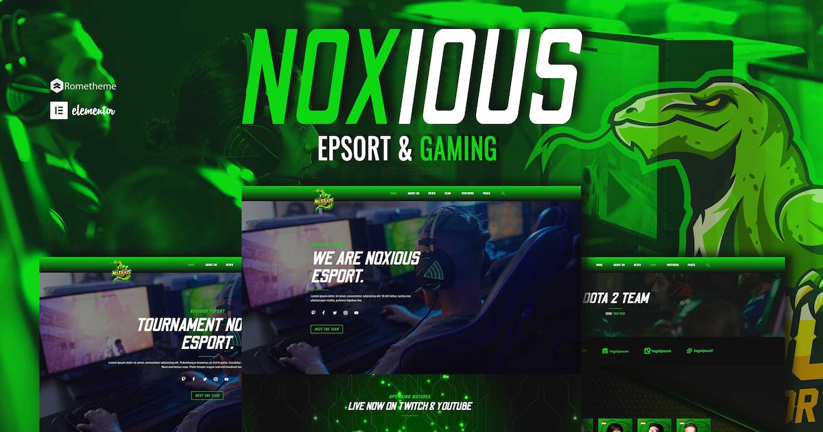 Noxious – Esport & Gaming Elementor Template kit