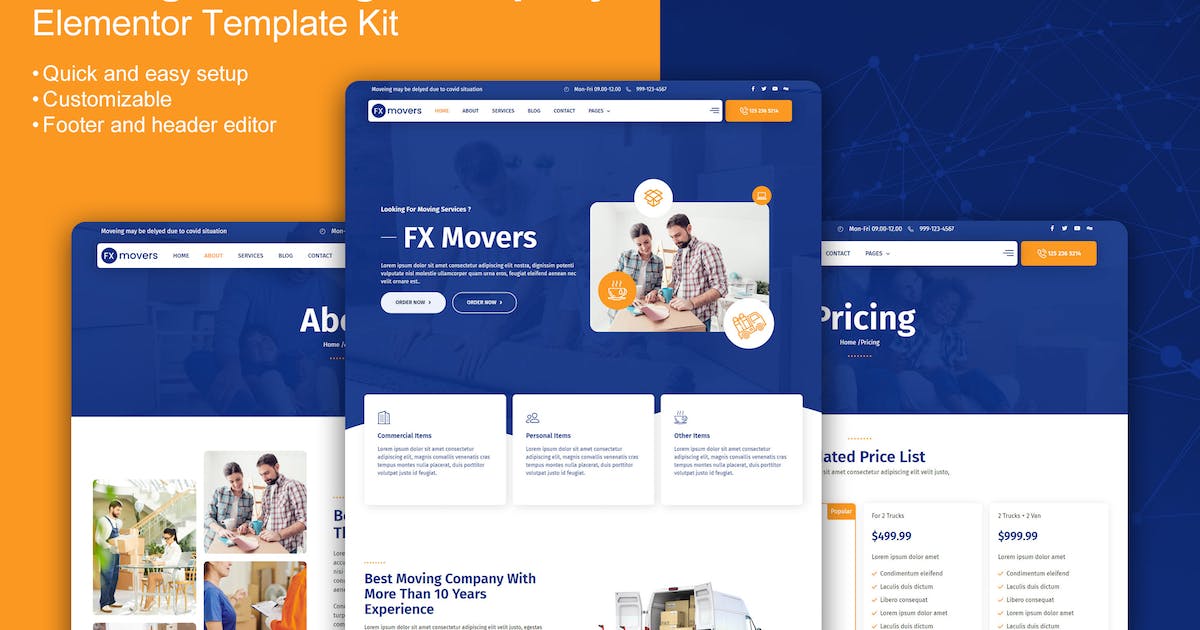 FX Movers – Moving & Storage Company Elementor Template Kit