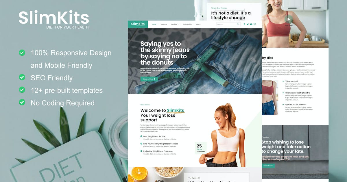Slimkits – Weight Loss & Diet Program Elementor Template Kit