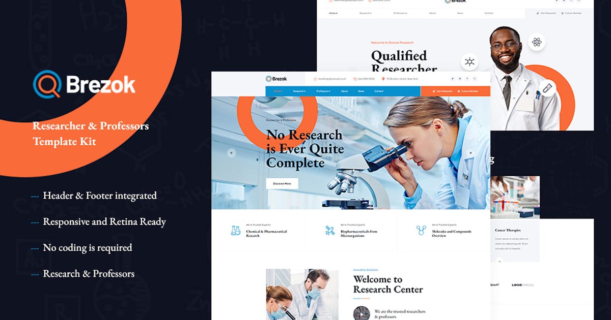 Brezok – Academic Research & STEM Elementor Template Kit