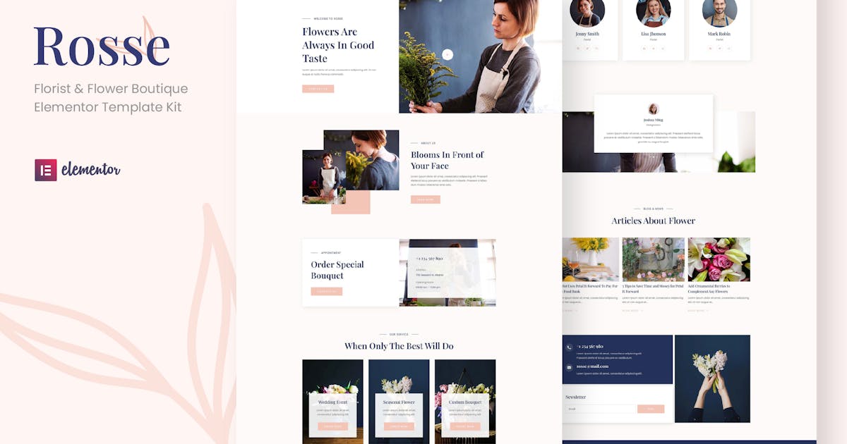 Rosse – Florist & Flower Boutique Elementor Template Kit