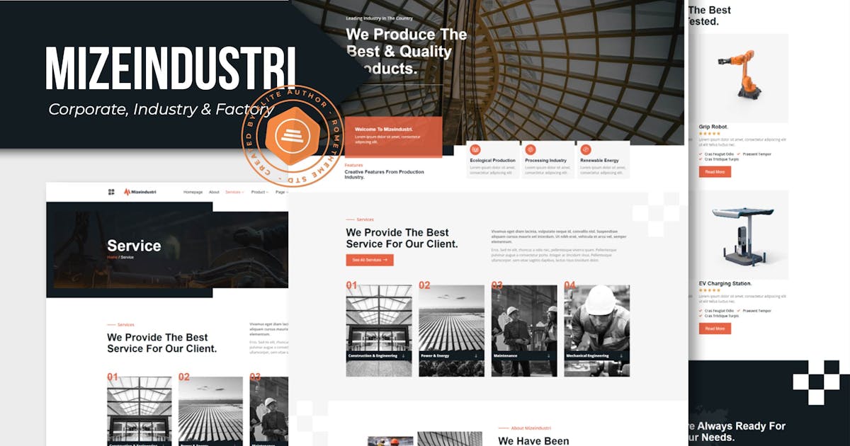 Mizeindustri – Corporate, Industry & Factory Elementor Template Kit