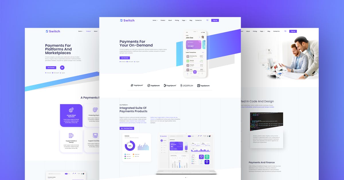 Switch – Payment App Elementor Template Kit