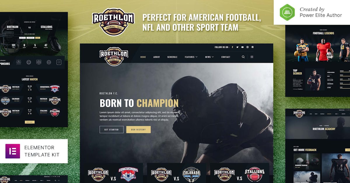 Roethlon - American Football & NFL Elementor Template Kit