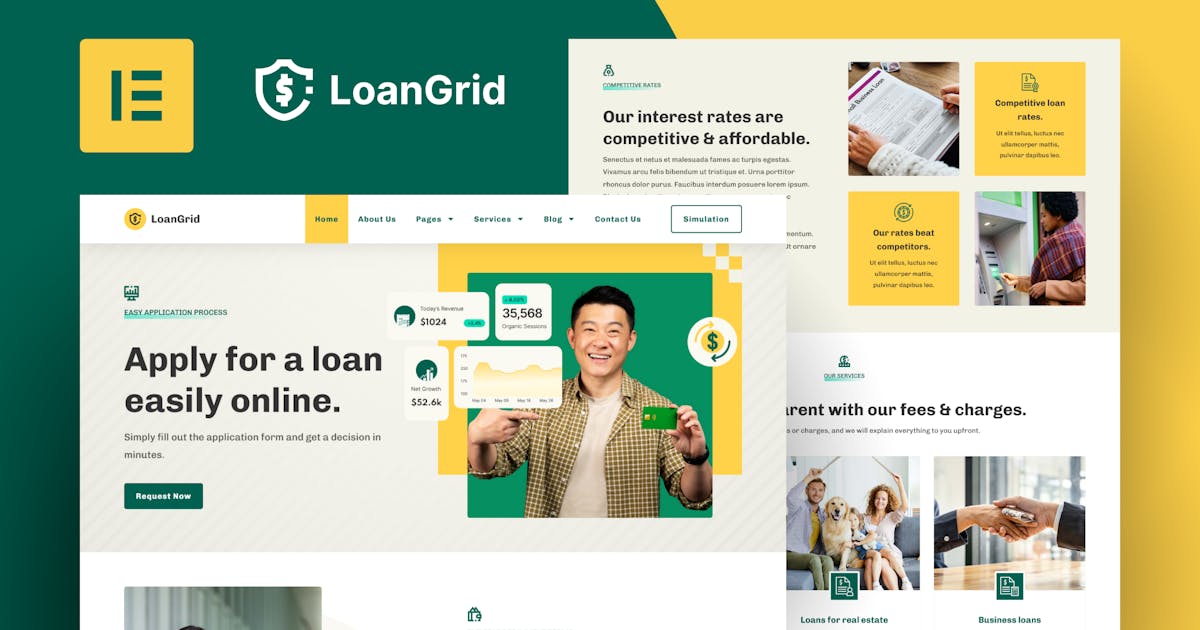 LoanGrid – Loans & Financing Elementor Template Kit