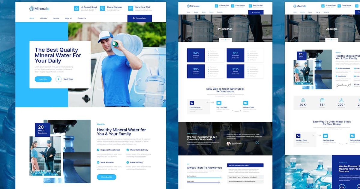 Minerale - Bottled Drinking Water Elementor Template Kit