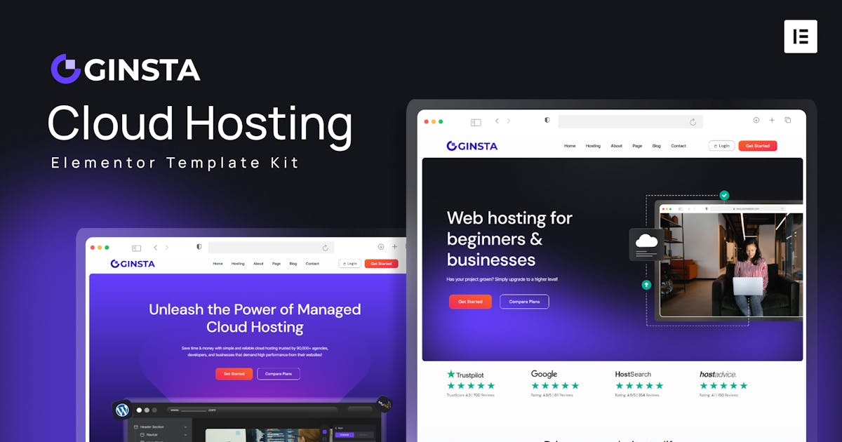 Ginsta – Cloud Hosting Company Elementor Template Kit