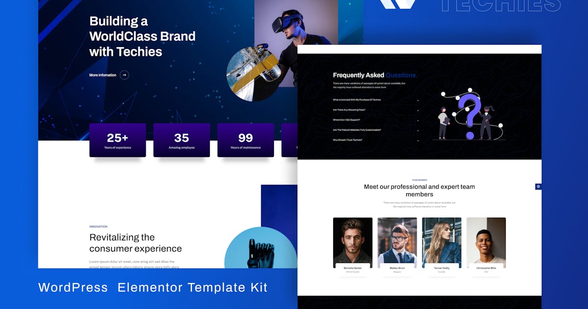 Techies – Technology Branding Agency Elementor Pro Template Kit
