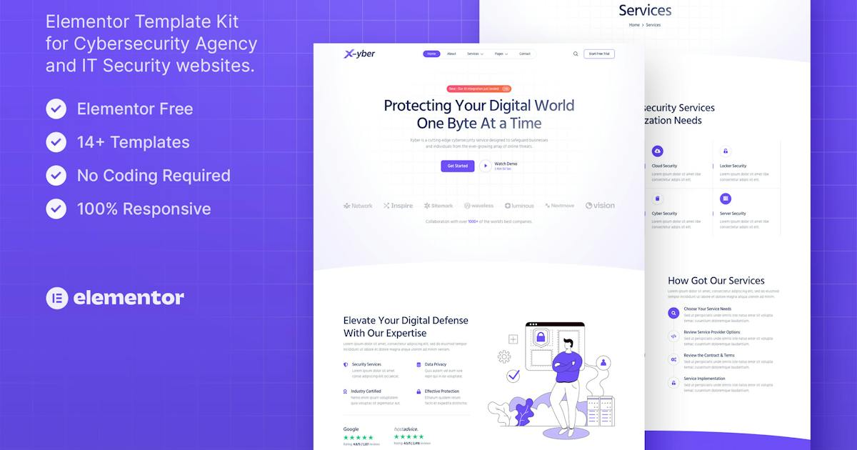 Xyber – Cybersecurity Agency & IT Security Elementor Template Kit