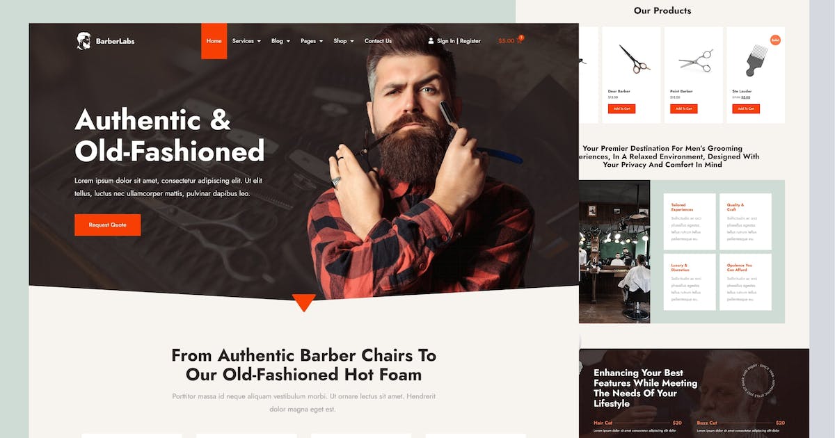 BarberLabs – Barber Shop Elementor Template Kit