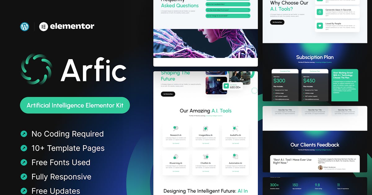 Arfic – Artificial Intelligence Elementor Pro Template Kit