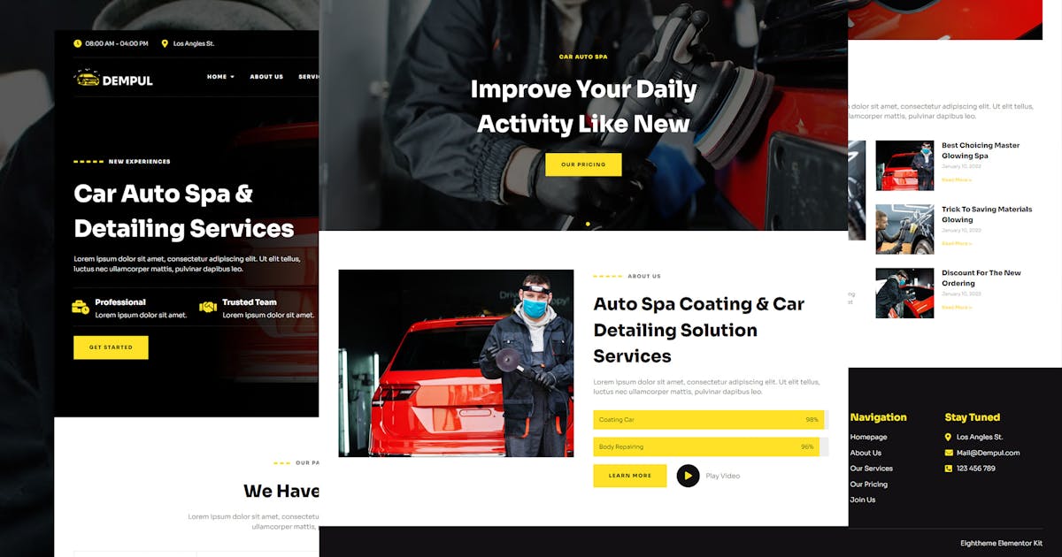 Dempul – Car Auto Spa & Detailing Services Elementor Template Kit
