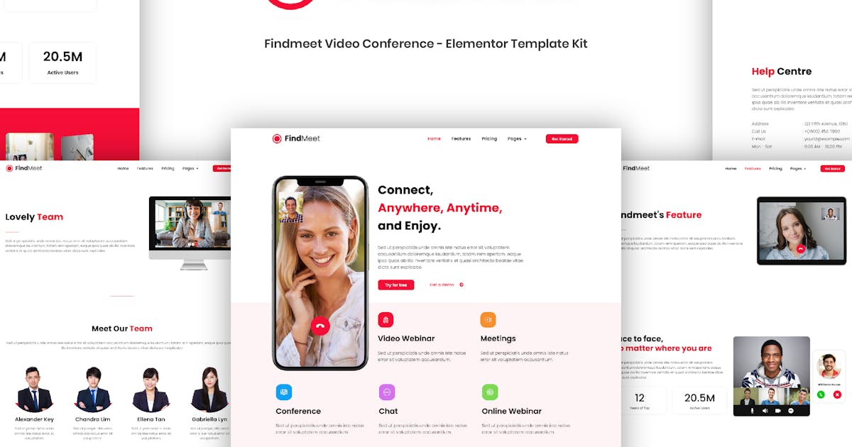 Findmeet – Video Conference Elementor Template Kit
