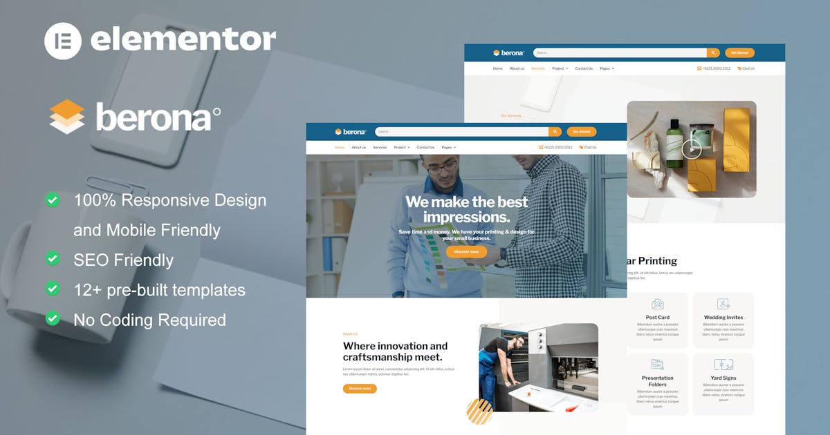 Berona – Printing & Design Service Elementor Template Kit