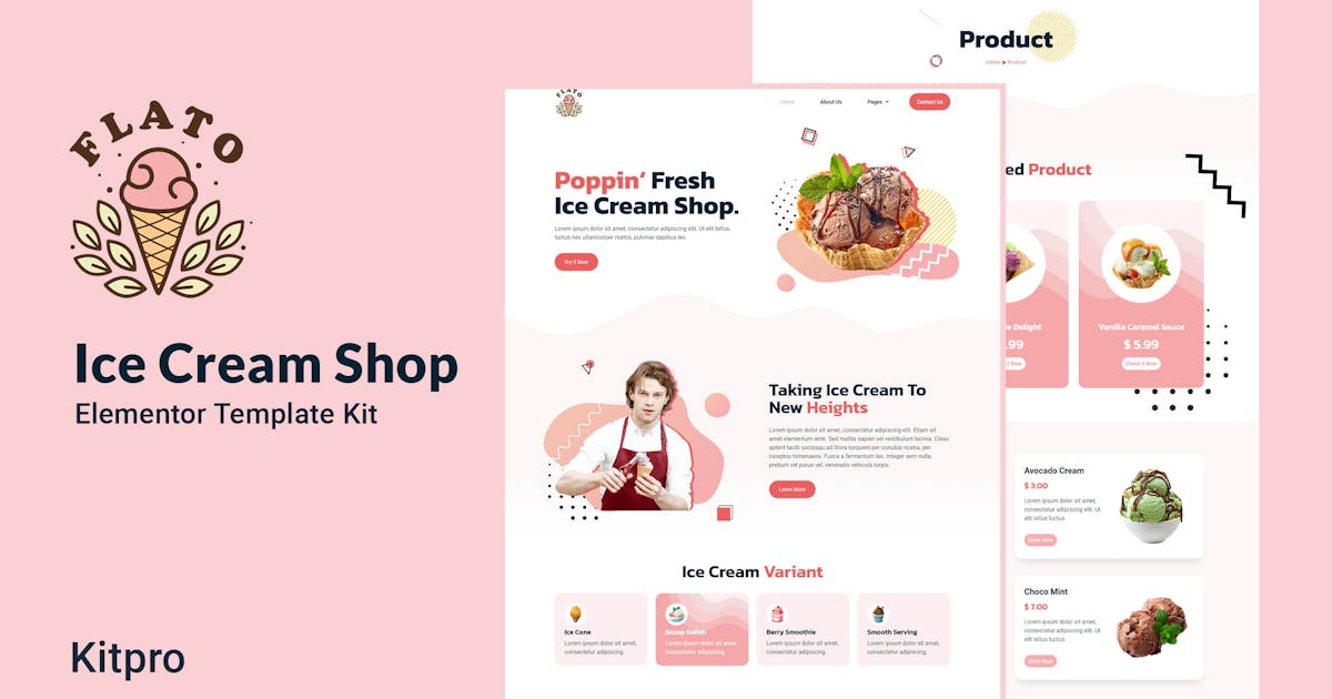 Flato – Ice Cream Shop Elementor Template Kit