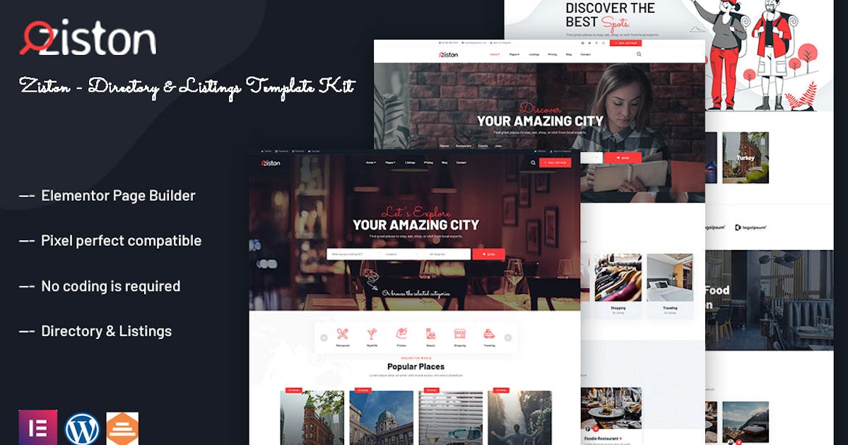 Ziston – Directory & Listings Elementor Template Kit