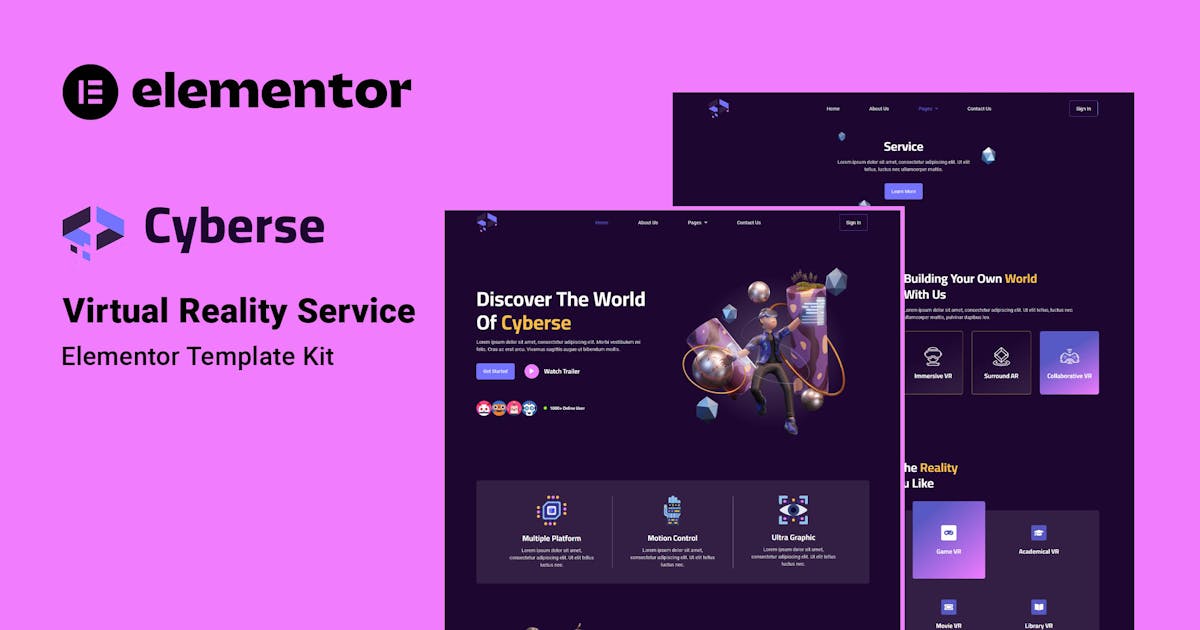 Cyberse – Virtual Reality Service Elementor Template Kit