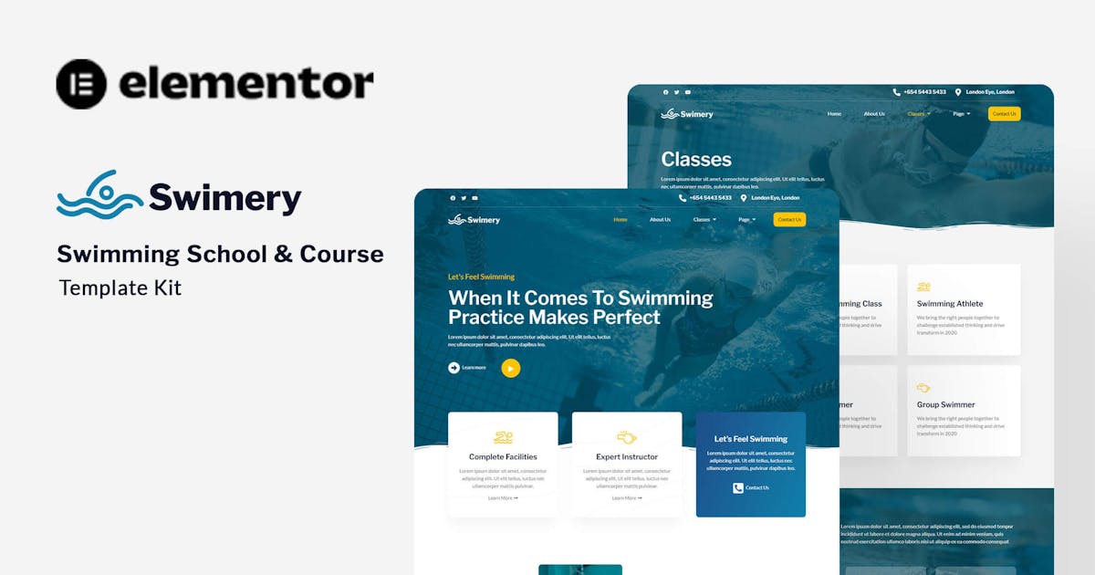 Swimery – Swimming School & Course Elementor Template Kit