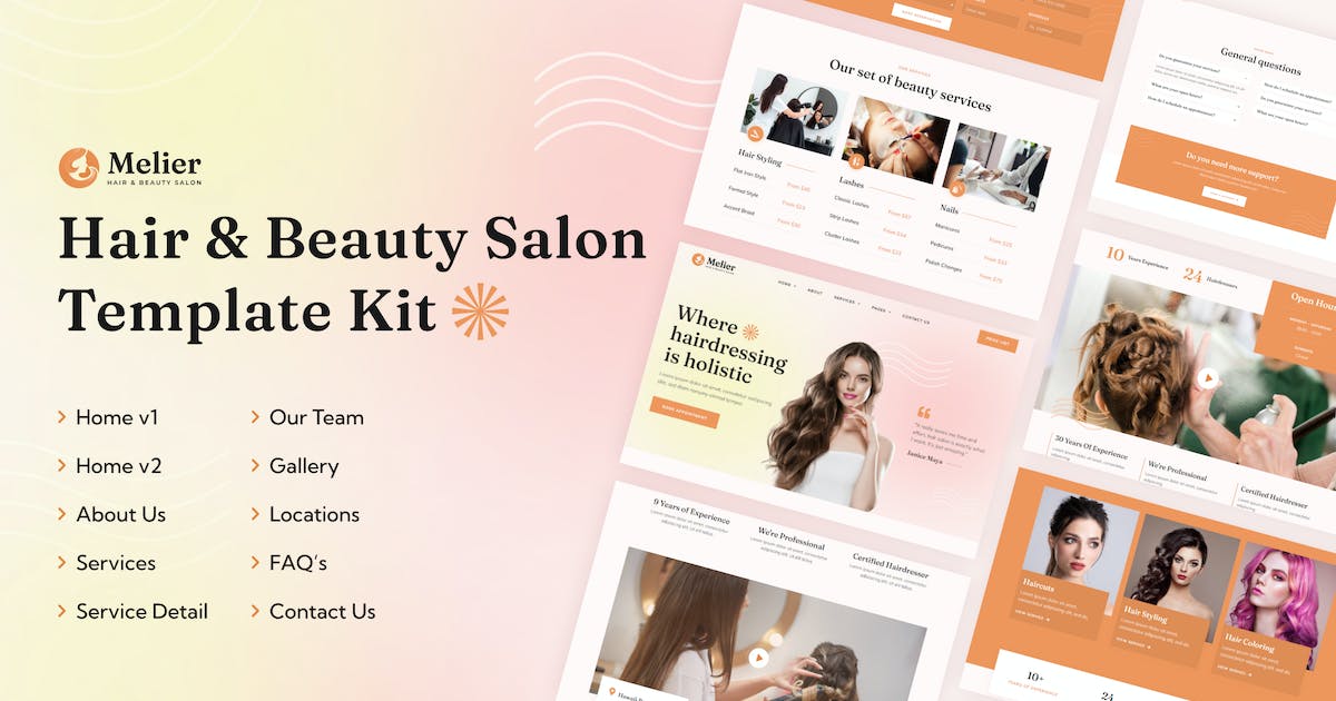 Melier | Hair & Beauty Salon Elementor Template Kit