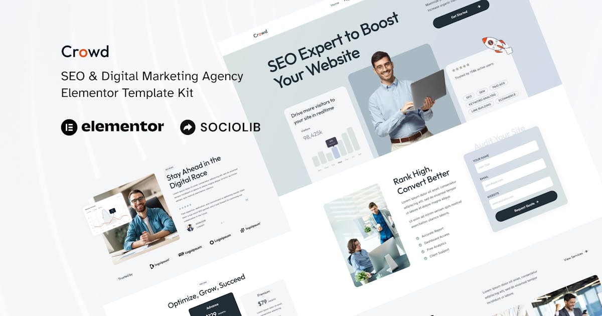 Crowd – SEO Digital Marketing Agency Elementor Template Kit