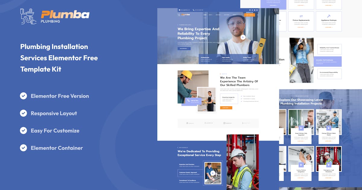 Plumba – Plumbing Installation Service Elementor Template Kit