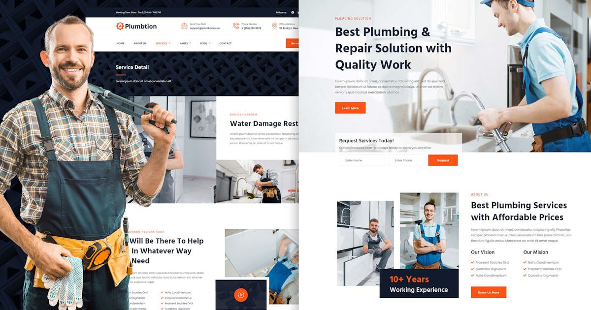 Plumbtion - Plumbing Services Elementor Template Kit