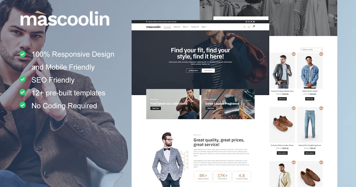 Mascoolin – Fashion Store Elementor Template Kit