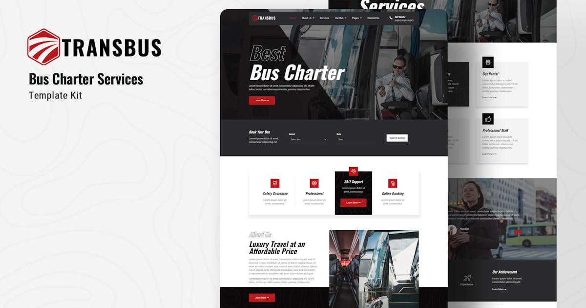 Transbus – Bus Charter Service Elementor Template Kit